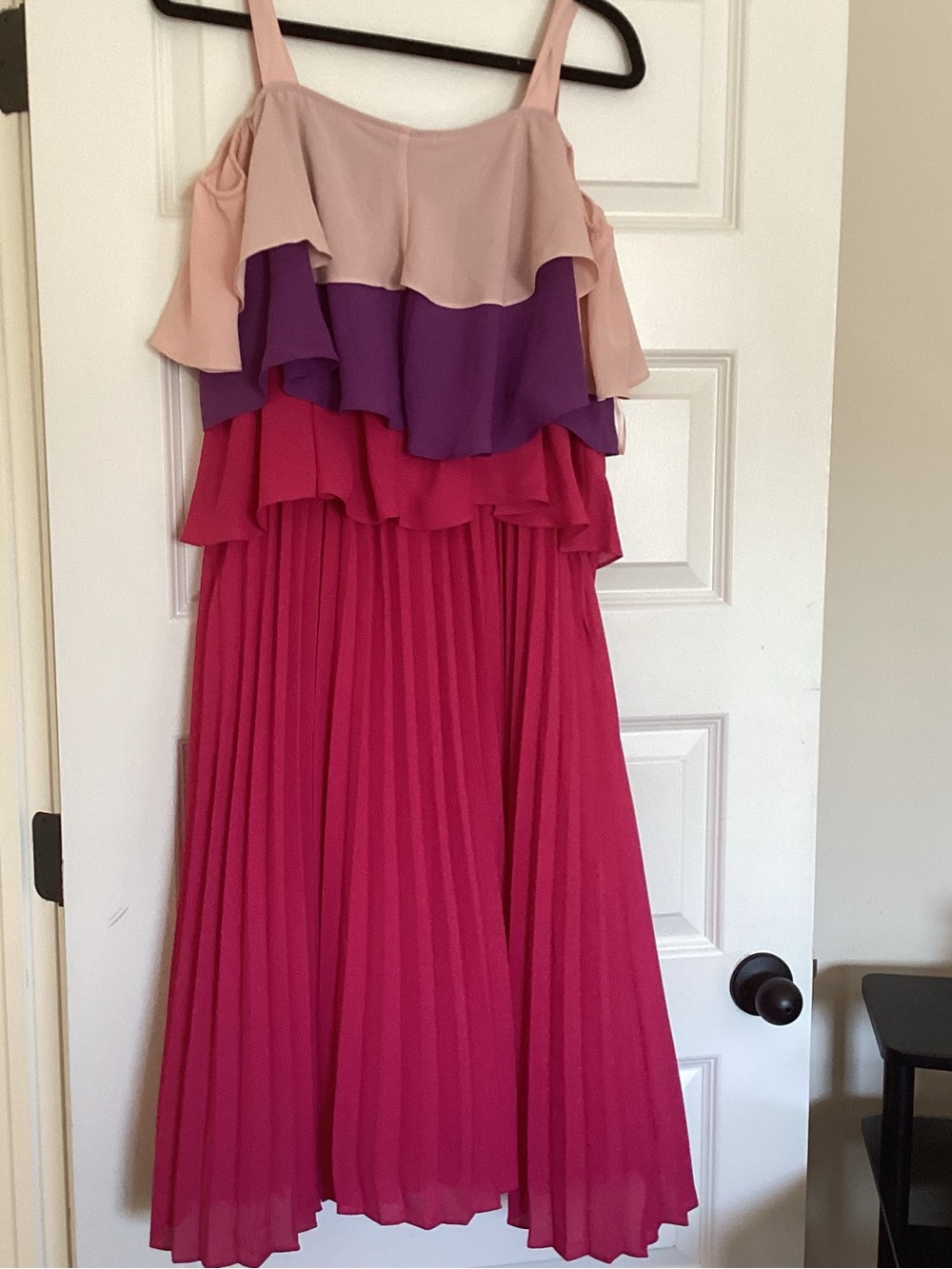 Lane Bryant Pink, Purple & Blush Tiered Ruffle Midi Dress
